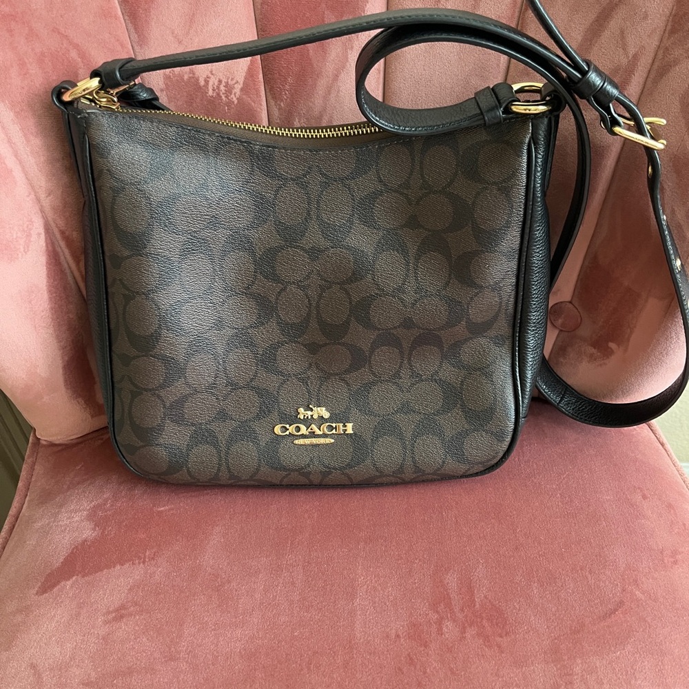 Coach Ellie Bag / Brown,Black / classic gold trim / canvas,leather / Pristine!